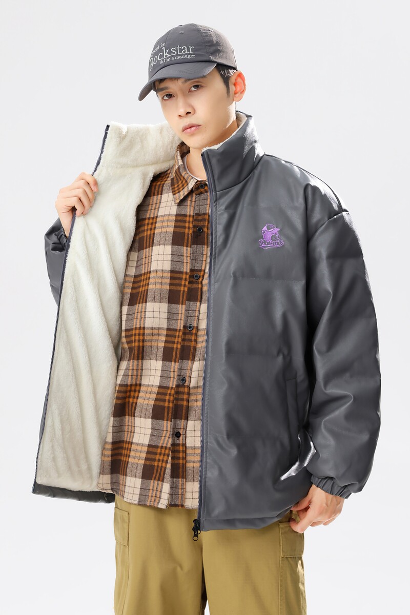 90%标羽绒服男皮衣加绒美式休闲宽松2024冬季情侣大码YR85P298,男装羽绒服,电商A222A