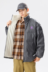 90%标羽绒服男皮衣加绒美式休闲宽松2024冬季情侣大码YR85P298图片