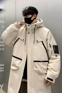 情侣大码90%标连帽中长款羽绒服男2024秋冬新潮流宽松YR36P325图片