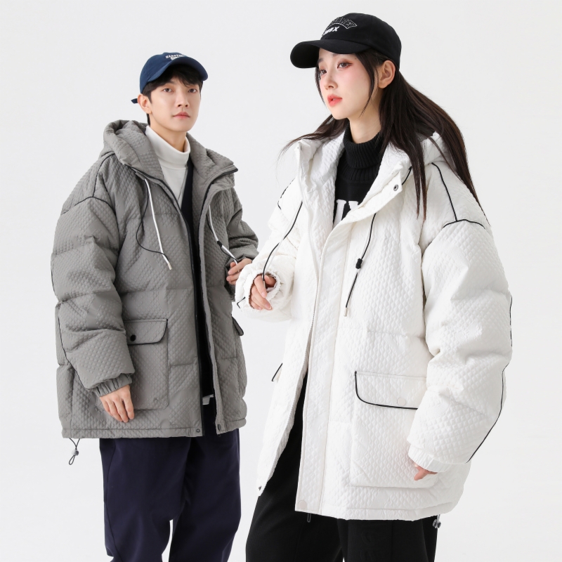 情侣大码美式高街2024冬新90%标羽绒服男连帽潮流宽松YR60P298，男装羽绒服，电商A222A