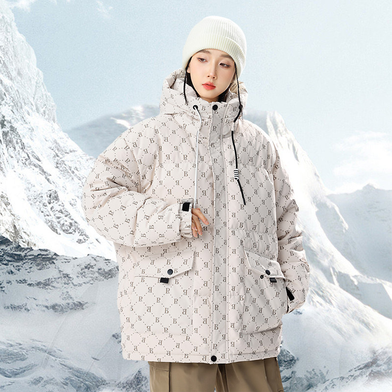 美式高街2024冬宽松90%标羽绒服女连帽潮情侣大码YR66P298，女装羽绒服，电商A222A