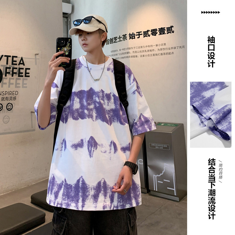 2024夏新高品质直播宽松潮流棉短袖T恤男oversizeY416P45图片