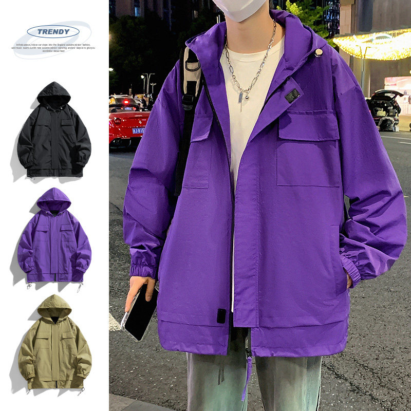 冲锋衣外套男春秋潮牌宽松连帽工装夹克美式高街痞帅休闲Y401P88图片