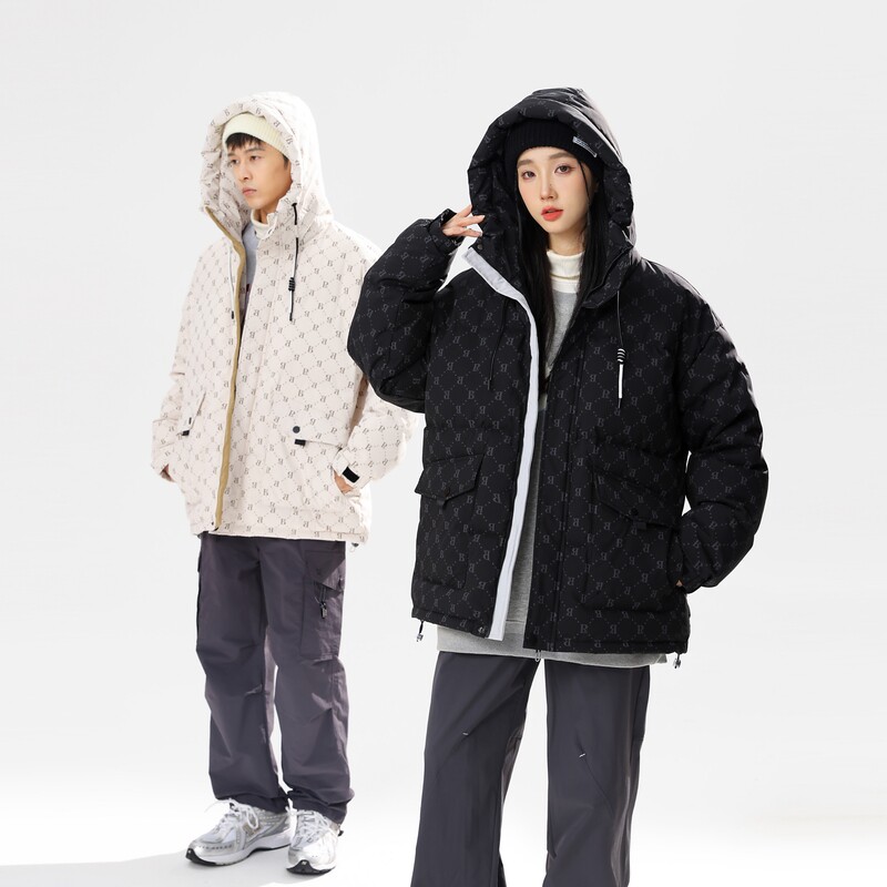 美式休闲90%标羽绒服男连帽2024冬新宽松潮流高品情侣YR55P298图片
