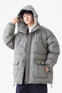 美式高街90%标羽绒服男连帽宽松2024冬季情侣大码YR81P298图片