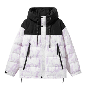 2024冬季宽松反光90%标羽绒服男连帽拼接高品质潮情侣YR27P325图片