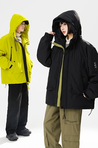 情侣冲锋衣90%标羽绒服男连帽美式高街2024冬季潮宽松YR59P298图片