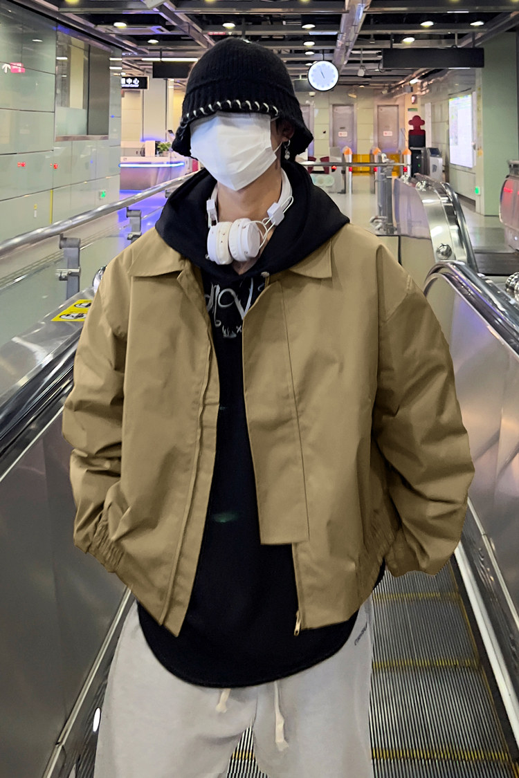 oversize美式高街2024秋冬新宽松潮流纯色夹克男外套Y322P65,男装夹克,电商A222A
