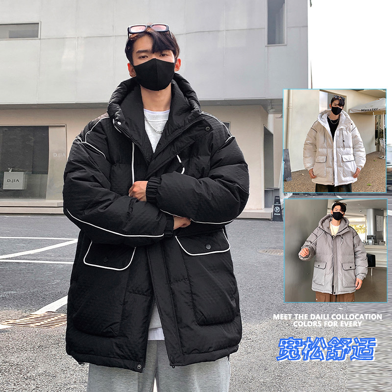 高品质90%标连帽羽绒服男2024秋冬新潮流宽松情侣大码YR39P298图片