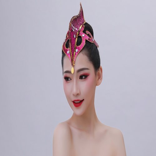 网红舞台演出傣族秧歌银色头饰