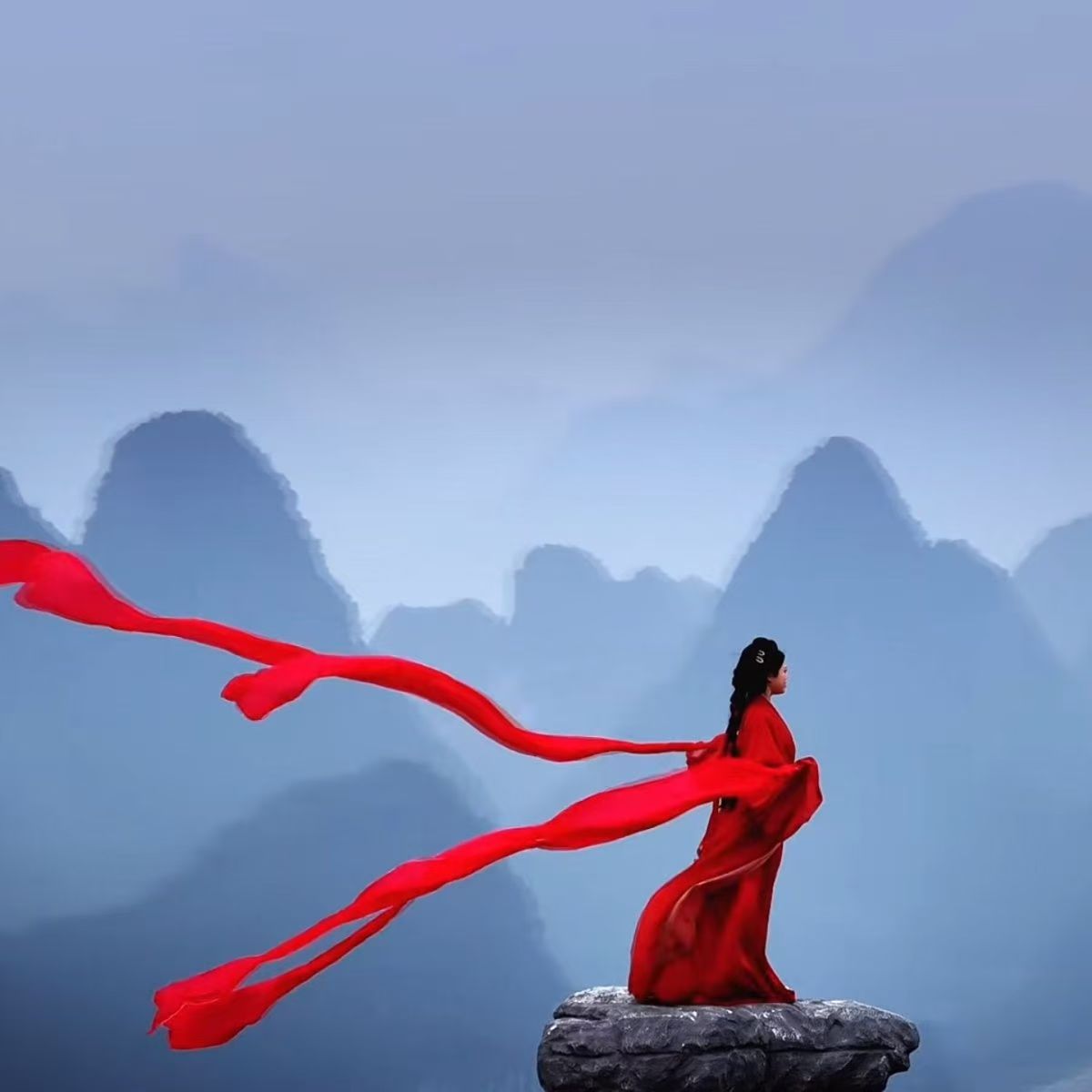 古典舞蹈披帛丝巾汉服绸子飘逸敦煌飘带天女散花飞天舞彩带古风 - 实物图