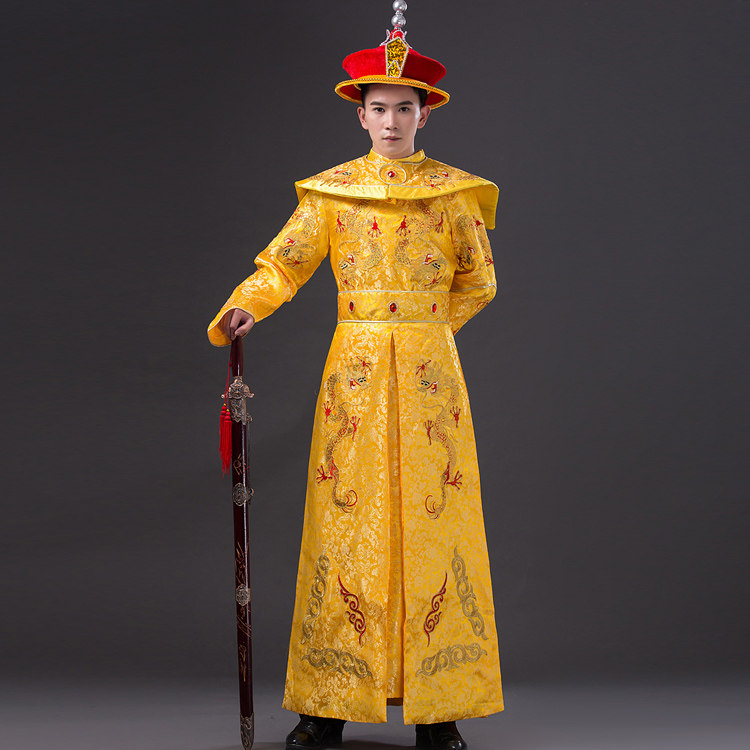 古装cos男士清朝皇帝装龙袍服装演出舞台服皇上皇后影楼写真