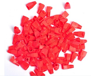 三堡（SANBAO） HS-008R 红色水晶头护套 PVC加厚型 100个