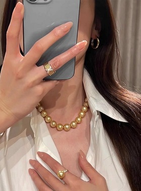 南洋金珠施家珍珠法式打结项链