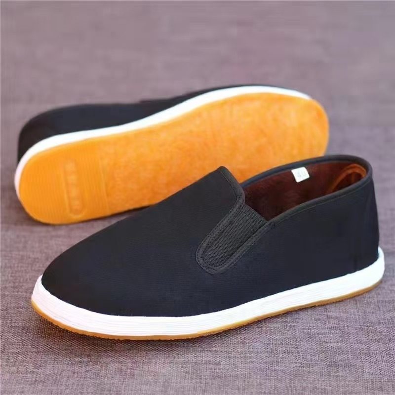 老北京千层底手工布鞋男鞋秋冬加绒二棉保暖中老年爸爸防滑一脚蹬