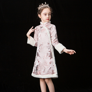 加厚小女孩棉服冬装 女童中国风过年汉服旗袍古装 拜年服装 儿童唐装