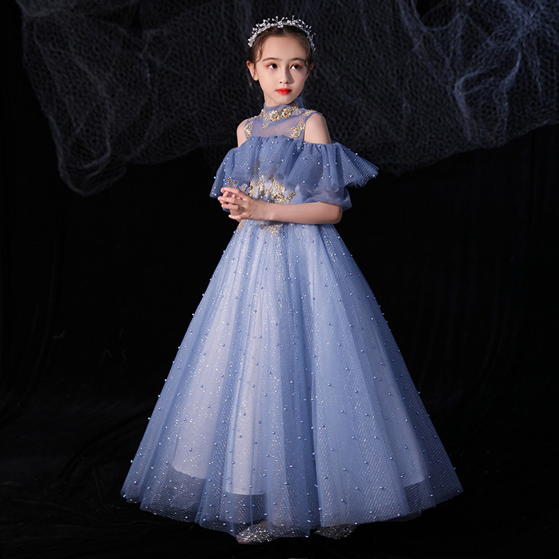儿童晚礼服女童公主裙蓬蓬纱高端小孩花童婚纱走秀洋气钢琴演出服