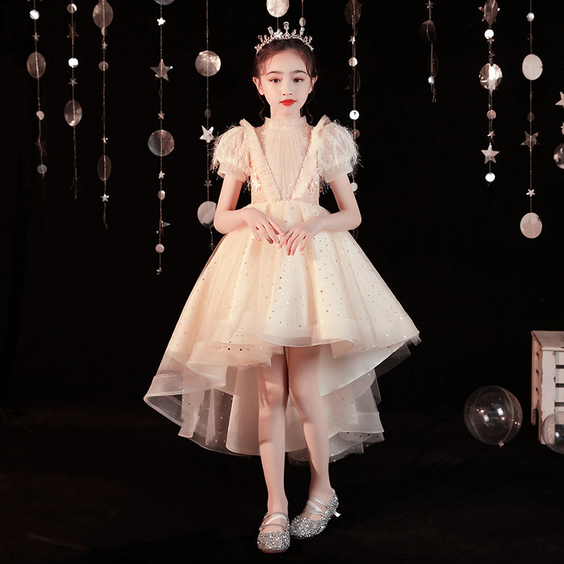 儿童晚礼服公主裙女童花童婚纱小孩钢琴表演出服装高端洋气秋冬季_虎窝淘
