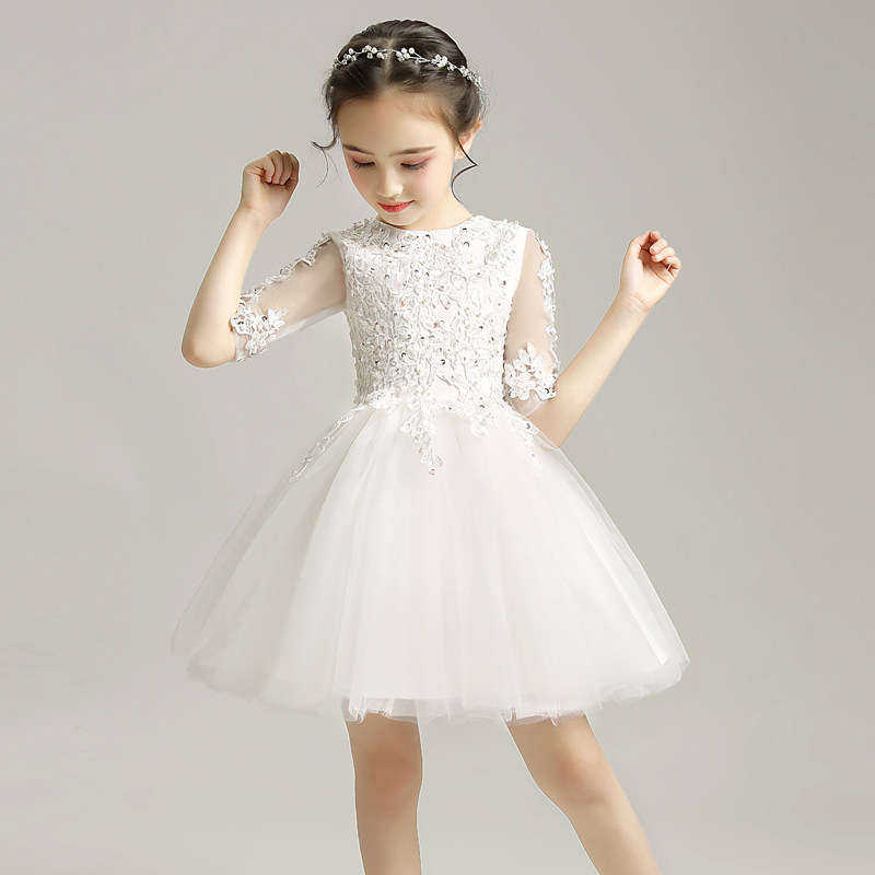儿童公主裙蓬蓬纱小花童连衣裙童装白色纱裙洋气高贵走秀演出礼服,童装/婴儿装/亲子装,儿童礼服,淘宝优惠券,粉丝福利购,淘宝优惠卷