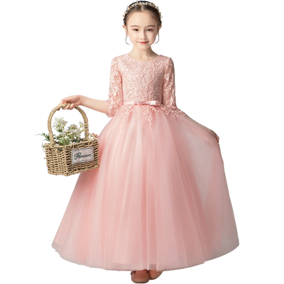 小花童长袖女孩婚纱洋气走秀礼服