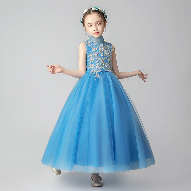 儿童晚礼服女童公主裙小孩模特走秀主持人钢琴演出服童装婚纱高端