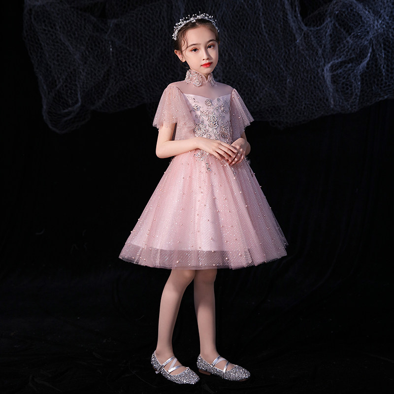 儿童晚礼服高端公主裙女童蓬蓬花童婚纱生日洋气小孩主持人演出服