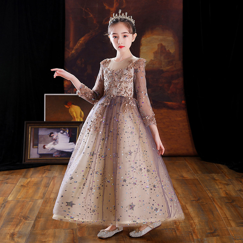 儿童晚礼服女童婚纱宝宝周岁生日公主裙小孩高端精致主持人秋冬季