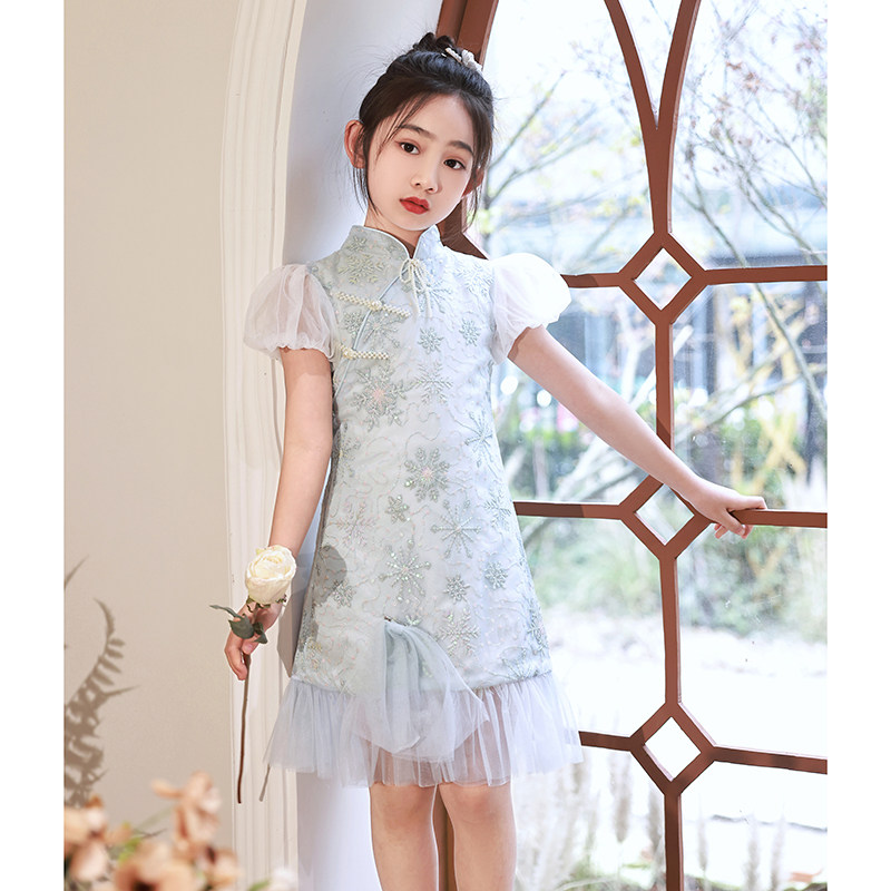 小女孩旗袍裙夏装中国风儿童改良唐装女童装古筝演出服装洋气夏款