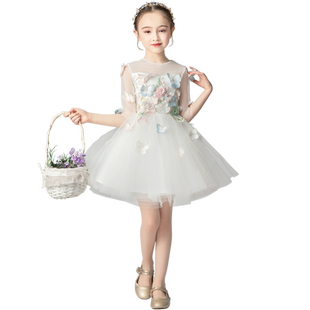 女童晚礼服公主裙蓬蓬纱儿童花仙子婚纱花童小孩模特走秀演出服夏
