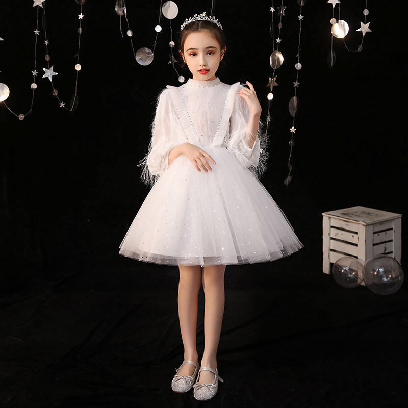 女童公主裙蓬蓬小孩花童婚纱儿童晚礼服主持人生日走秀演出服洋气