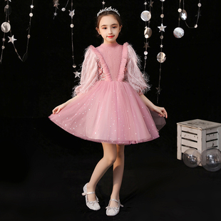 儿童晚礼服公主裙女童蓬蓬小孩花童婚纱少儿走秀主持人演出服洋气