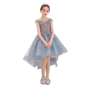 女童晚礼服儿童公主裙小孩花童婚纱舞台走秀表演主持人钢琴演出服