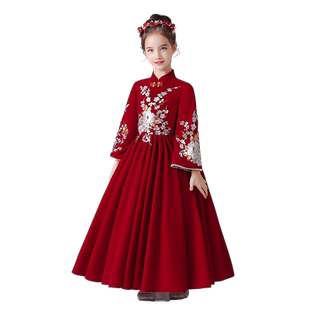 儿童晚礼服女童公主裙小女孩主持人模特走秀演出服高端冬季款加绒