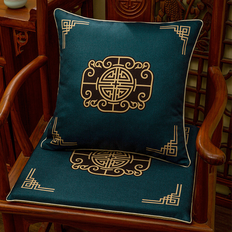 中式红木家具椅垫民族风垫子亚麻餐椅子坐垫圈椅茶座实木加厚防滑