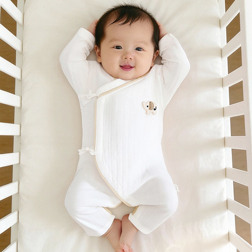 新生婴儿纯棉蝴蝶衣春夏斜襟哈衣