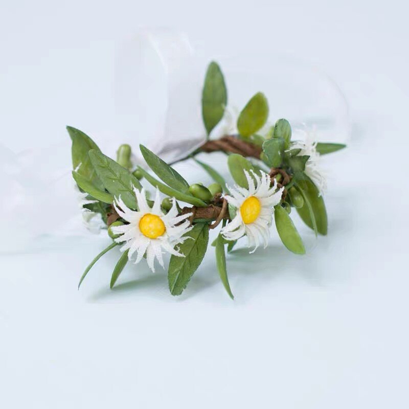 甜美小雏菊发圈儿童布艺花朵头饰手工DIY簪花饰品小雏菊手环儿童