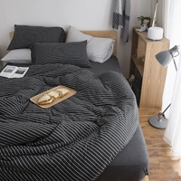 PUSU 璞 素 Kiểu sọc đơn giản của Nhật Bản 竺 Bông đan bằng vải cotton bốn mảnh giường - Bộ đồ giường bốn mảnh chăn ga cao cấp luxury
