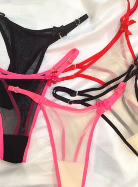 Tback内衣可调节腰围网纱性感诱惑全透明性感丁字裤女诱惑多巴胺
