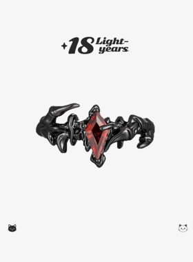 「18光年」小众设计火焰魔爪指环镶嵌红锆石暗黑风感男女戒指