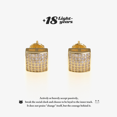 18光年925银弧面方形锆石耳钉