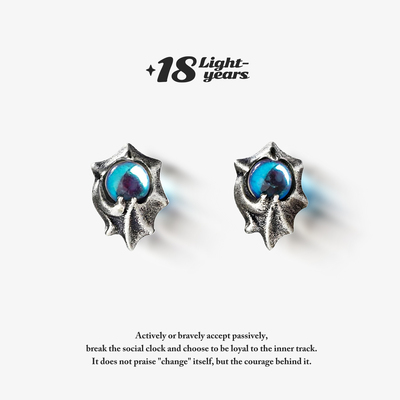 「18光年」DarkDream S925纯银 龙翼金属摇滚哥特式耳钉 个性做旧