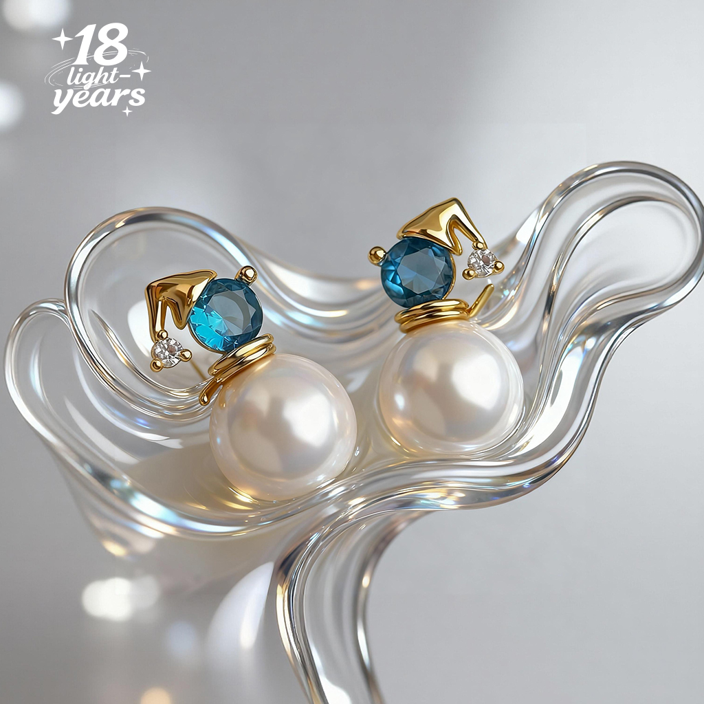 18光年圣诞小雪人珍珠耳钉原创