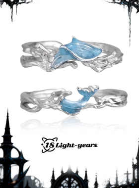 18光年 新品浪花鱼尾情侣对戒不掉色精致小众设计高级感轻奢风