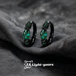 18光年 耳环2026新款爆款高级感999纯银耳环男荷鲁斯之眼黑色轻奢