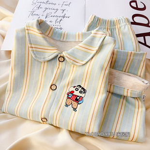 蜡笔小新儿童睡衣小女孩宝宝中大童冬天季德绒保暖学生家居服套装