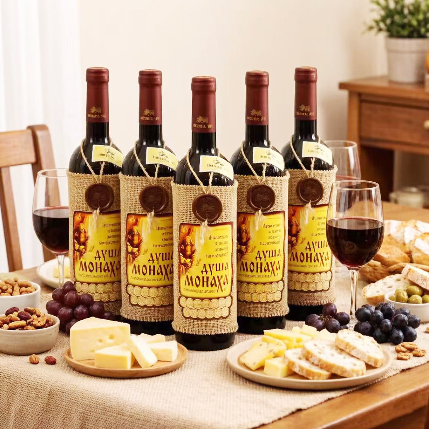 俄罗斯原装进口摩尔多瓦修道士红酒麻袋片半甜红葡萄酒750ML包邮
