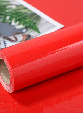 红色贴纸翻新电器冰柜贴膜厨房防油专用珠光大红冰箱贴膜防水墙纸