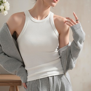 2025背心吊帶女外穿寬肩帶遮副乳修身 上衣 顯瘦肚兜領螺紋打底無袖