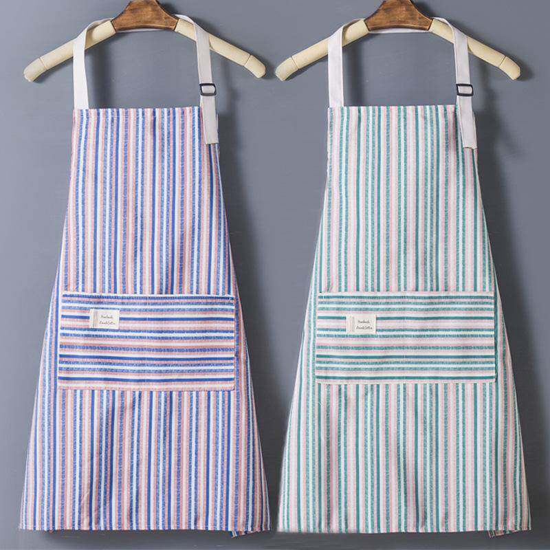 棉布透气薄围裙无袖耐磨污做饭围腰