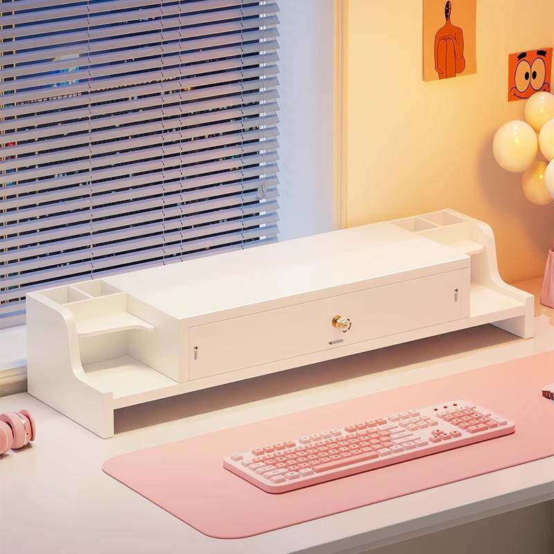 电脑增高架带抽屉桌面置物架台式显示器支撑架